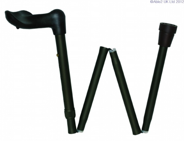 Arthritis Grip Cane Adjustable Folding - Black Left Hand