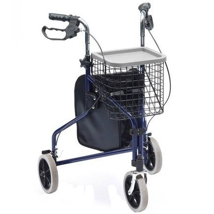 Drive Medical Steel Tri walker with Bag, Basket & Tray